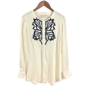 🛑SOLD!🛑 LELA ROSE Embroidered Silk Tunic Blouse